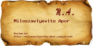 Miloszavlyevits Apor névjegykártya